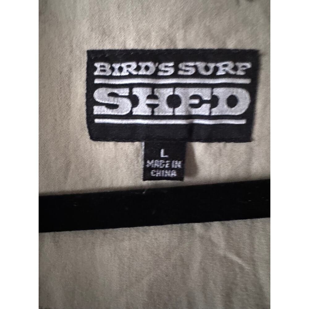 Bird's Surf Shed Windbreaker Large Tan Colorblock Hooded Jacket Surf Retro - Picture 5 of 11